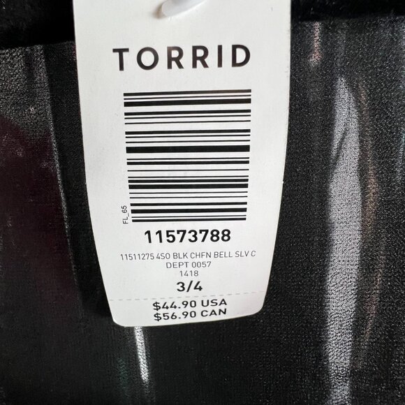Torrid Black Chiffon Cover-Up – Size 3/4 (3X/4X) – NWT - Picture 3 of 5